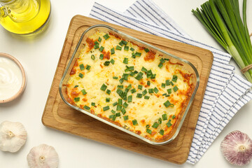 Concept of tasty and delicious homemade food - potato casserole