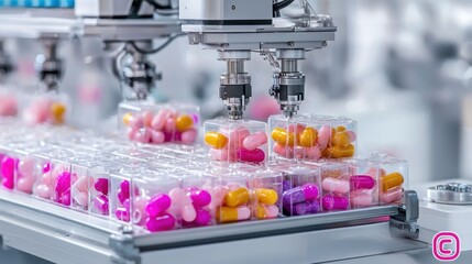 Precision Conveyor Grips for Transporting Delicate Gel Capsules in Advanced Lab Setting, Generative Ai