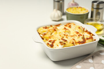 Concept of tasty and delicious homemade food - potato casserole