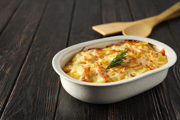 Concept of tasty and delicious homemade food - potato casserole