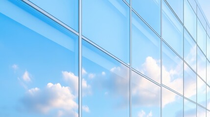 Fototapeta premium A building with a lot of windows and a cloudy sky. The sky is blue and the clouds are white