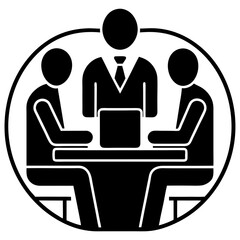 Small business meeting vector linear illustration