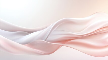 A pink and white wave is shown on a white background. The wave is flowing and he is made of fabric. The image has a soft and calming mood