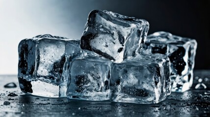 Obraz premium Fresh cold splashing ice cubes, isolated on white or transparent PNG