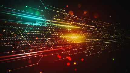 Abstract business connection of lines from nodes It is connected to endless nodes and represents the innovation of communication in the cyber security network.