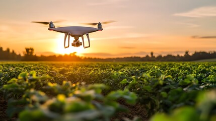 Smart agriculture with drone monitoring, representing tech driven farming