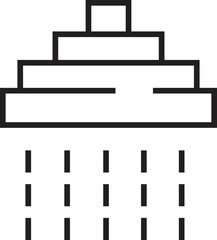 Shower Head vector for Adverts. Suitable for books, stores, shops. Taking bath shower icon sign. Bathroom shower pictogram symbol in trendy black Outline style isolated on transparent background.