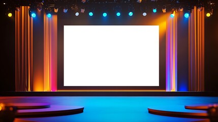 Minimalist Event Stage with Big Blank Screen and Ambient Lighting for Corporate Conference and Keynote Sessions