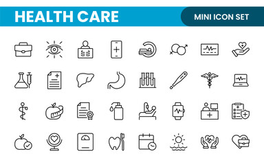 Healthcare, Medical and Medicine related editable line icon set. modern icon illustration collection.