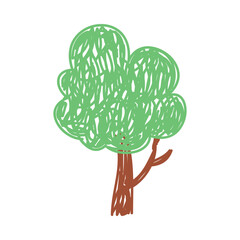 Tree as Kids Doodle Simple Hand Drawn Element Vector Illustration