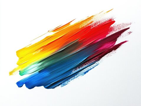 Vibrant paint brush stroke on white background - creative design element