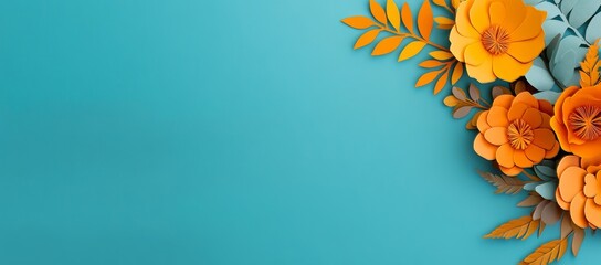 colorful paper flowers on an empty background