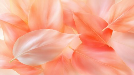 A close up of pink leaves with a soft, delicate appearance. Concept of tranquility and serenity, as the pink leaves seem to be floating in the air. Scene is peaceful and calming