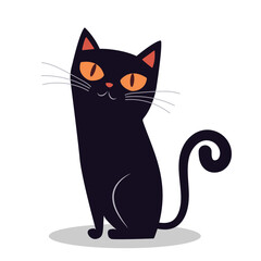 A black cat isolated on a white background. Vector illustration.