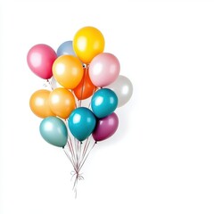 Bunch of colorful balloons tied together, isolated on a white background