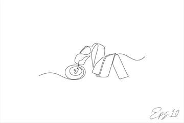 Obraz premium continuous line vector illustration of people sport championship trophy