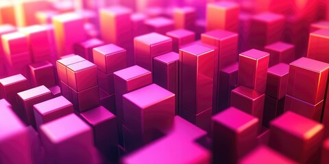 Fototapeta premium Abstract Red and Pink 3D Cubes