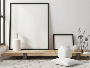 Interior mockup featuring a house background and stylish decor.