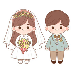 Cute Wedding Couple Illustration