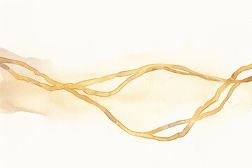 Watercolor Olive-Brown and Gold Minimalist Illustration of a Cord with Three Strands