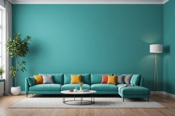 turquoise wall living room