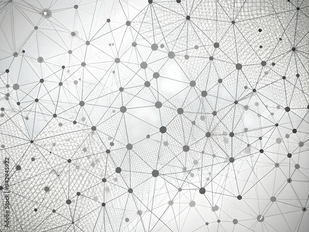 Poster Digital Network Connections: A dynamic web of interconnected nodes and lines, symbolizing the flow of data and the power of digital transformation.