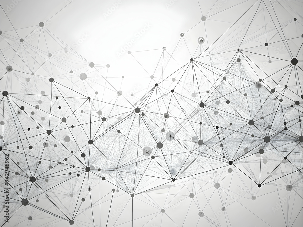 Poster Digital Network Connections: A dynamic web of interconnected nodes and lines, symbolizing the flow of data and the power of digital transformation.