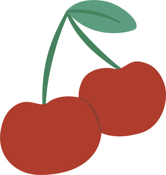 red cherries with green stems clip art preview