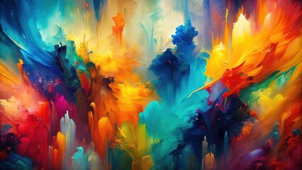 Abstract painting with bold colors and dynamic shapes, abstract, painting, vibrant, colorful, contemporary, artistic