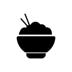 Rice Bowl with Chopsticks Silhouette. flat illustration