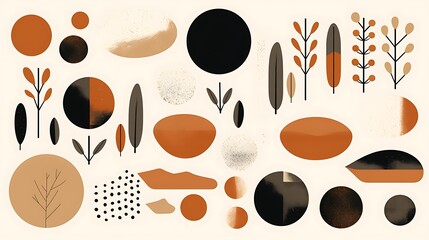 Logo kit featuring organic forms and earthy color schemes