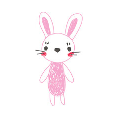 Bunny as Kids Doodle Simple Hand Drawn Element Vector Illustration