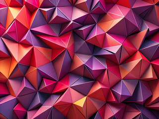 Fototapeta premium Abstract Geometric Pattern: A captivating abstract background featuring a vibrant and mesmerizing mosaic of geometric shapes in a dynamic interplay of red, pink, purple, and orange hues. 
