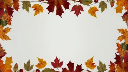 Obraz premium Maple Leaf Frame in Autumn Colors on White