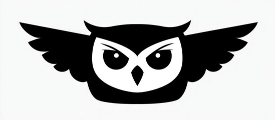 Minimalist owl face icon, designed as a flat black vector suitable for Halloween graphics on white.