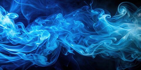 Obraz premium Blue smoke background with abstract swirling patterns , abstract, background, smoke, blue, swirling, texture, design