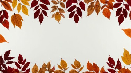 Fototapeta premium White Background Framed by Autumn Maple Leaves