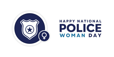 National Police Women Day. Badge and gender icon. Great for cards, banners, posters, social media and more. White background.