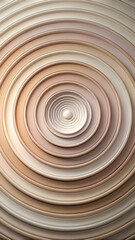 Fototapeta premium Concentric Serenity: Warm beige circles radiate outwards in a mesmerizing 3D pattern, evoking a sense of calm, order, and minimalist design. 