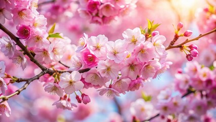 Fototapeta premium style blossom tree with pink sakura flowers, blossom, tree,pink, flowers, sakura, nature, spring, bloom