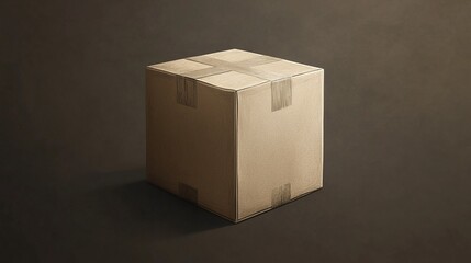 plain brown cardboard box with realistic textures