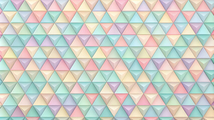 Fototapeta premium Pastel Triangle Pattern: A Seamless background with a geometric design of pastel-colored triangles. This image is perfect for creating a visually appealing and modern design. 