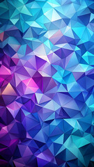 Fototapeta premium Prismatic Geometry: A vibrant tapestry of low-poly triangles in a spectrum of blues and purples. 