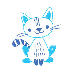 Cat as Kids Doodle Simple Hand Drawn Element Vector Illustration