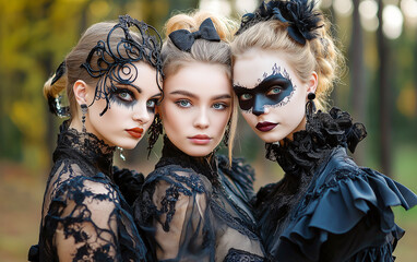 Obraz premium Enchanting Gothic Fashion for a Haunting Halloween Night