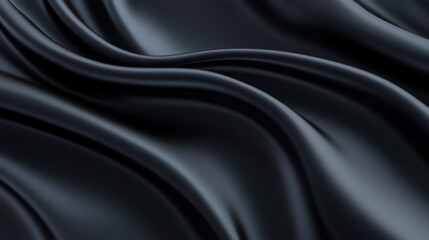 Obraz premium A black fabric with a wave pattern. The fabric is made of leather and is very smooth. The image has a moody and elegant feel to it