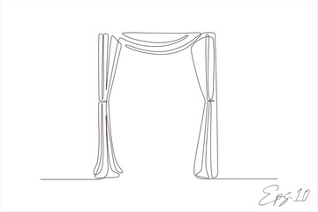 continuous line vector illustration of curtain curtain