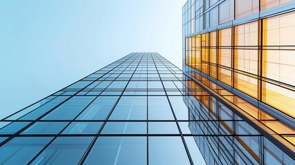 Blueprint of a modern skyscraper with clear lines and detailed framework, architectural mockup