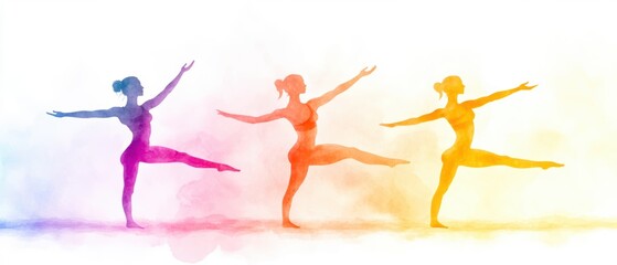 Crafted watercolor illustrations of yoga poses, ideal for use in class schedules, wellness retreats, or fitness apps, with soothing hues