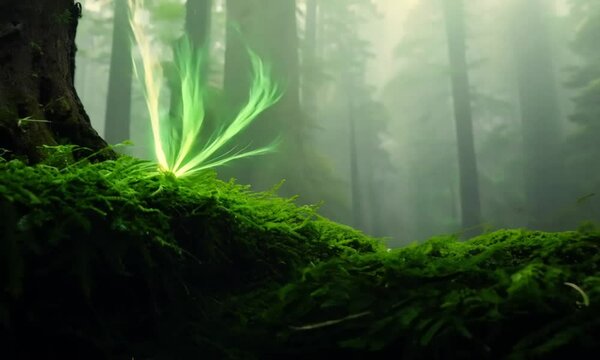 Plant nature magic green forest in cinematic view